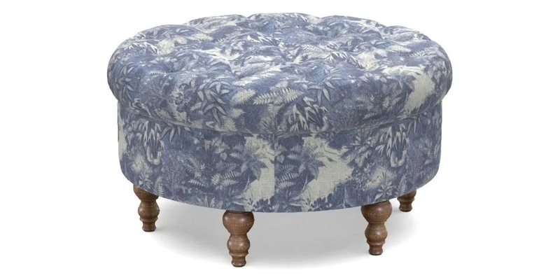 Burford Footstool in V&A Threads of India Opulent Velvets Lahore Dynasty Flame with fringe in Sophie Bullion Fringe Currant