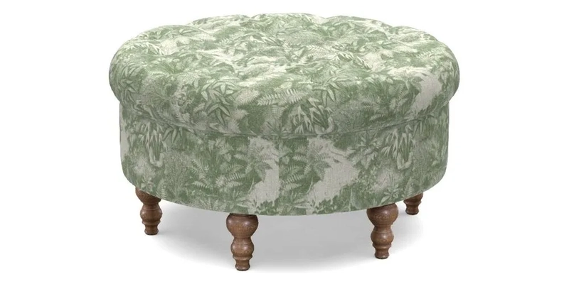 Burford Footstool in V&A Threads of India Opulent Velvets Lahore Dynasty Flame with fringe in Sophie Bullion Fringe Currant