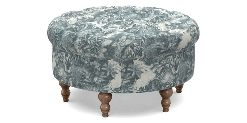 Burford Footstool in V&A Threads of India Opulent Velvets Lahore Dynasty Flame with fringe in Sophie Bullion Fringe Currant