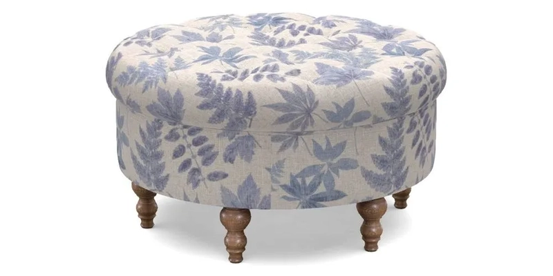 Burford Footstool in V&A Threads of India Opulent Velvets Lahore Dynasty Flame with fringe in Sophie Bullion Fringe Currant