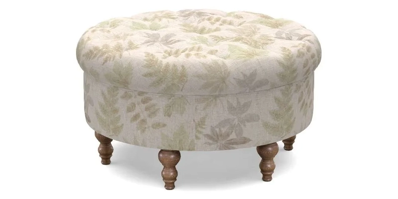 Burford Footstool in V&A Threads of India Opulent Velvets Lahore Dynasty Flame with fringe in Sophie Bullion Fringe Currant