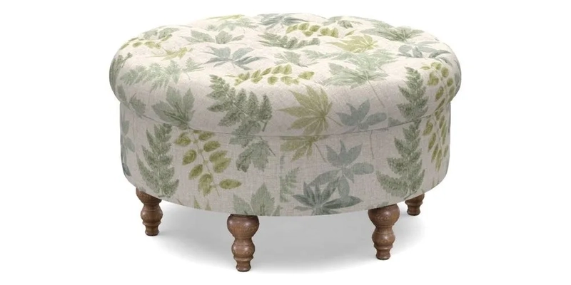 Burford Footstool in V&A Threads of India Opulent Velvets Lahore Dynasty Flame with fringe in Sophie Bullion Fringe Currant