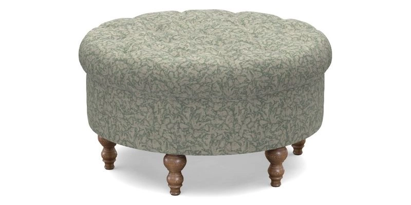 Burford Footstool in V&A Threads of India Opulent Velvets Lahore Dynasty Flame with fringe in Sophie Bullion Fringe Currant