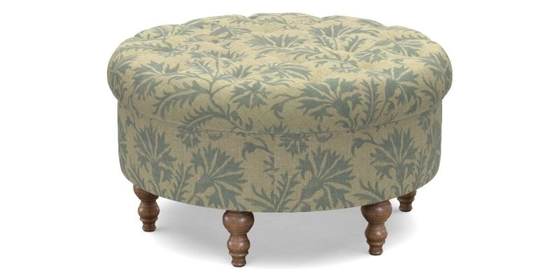 Burford Footstool in V&A Threads of India Opulent Velvets Lahore Dynasty Flame with fringe in Sophie Bullion Fringe Currant