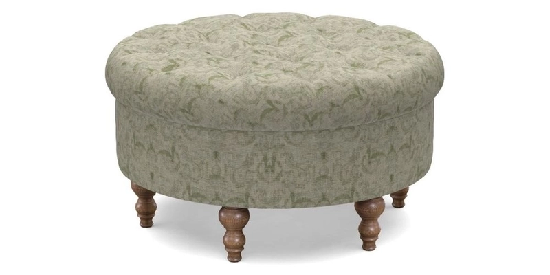 Burford Footstool in V&A Threads of India Opulent Velvets Lahore Dynasty Flame with fringe in Sophie Bullion Fringe Currant