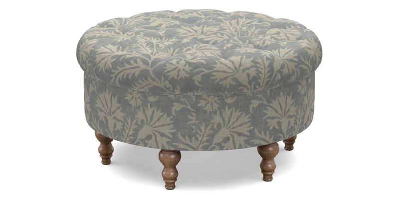 Burford Footstool in V&A Threads of India Opulent Velvets Lahore Dynasty Flame with fringe in Sophie Bullion Fringe Currant