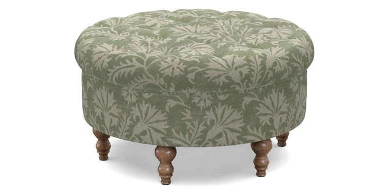 Burford Footstool in V&A Threads of India Opulent Velvets Lahore Dynasty Flame with fringe in Sophie Bullion Fringe Currant