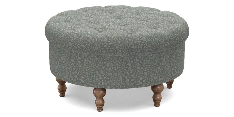 Burford Footstool in V&A Threads of India Opulent Velvets Lahore Dynasty Flame with fringe in Sophie Bullion Fringe Currant