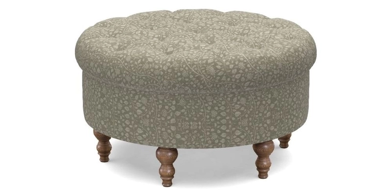 Burford Footstool in V&A Threads of India Opulent Velvets Lahore Dynasty Flame with fringe in Sophie Bullion Fringe Currant