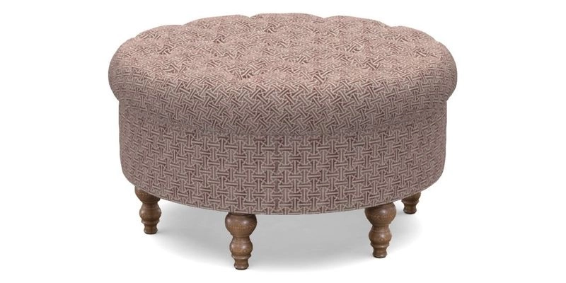 Burford Footstool in V&A Threads of India Opulent Velvets Lahore Dynasty Flame with fringe in Sophie Bullion Fringe Currant