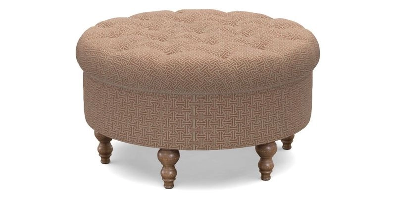 Burford Footstool in V&A Threads of India Opulent Velvets Lahore Dynasty Flame with fringe in Sophie Bullion Fringe Currant