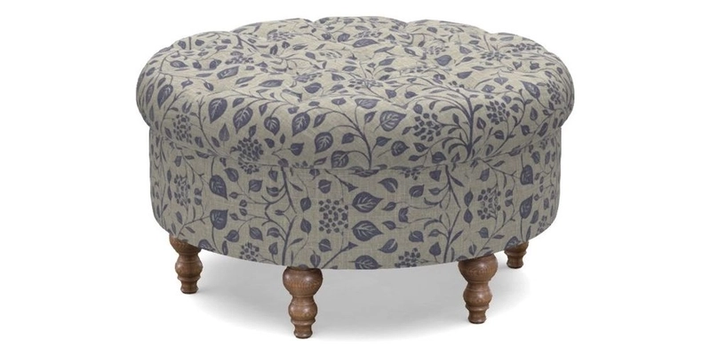 Burford Footstool in V&A Threads of India Opulent Velvets Lahore Dynasty Flame with fringe in Sophie Bullion Fringe Currant