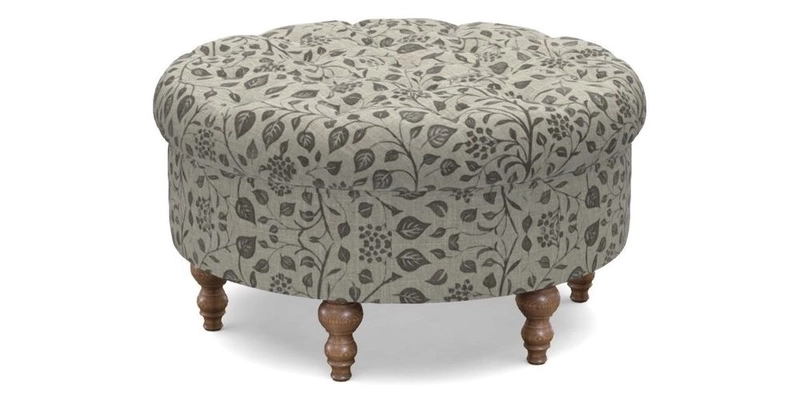 Burford Footstool in V&A Threads of India Opulent Velvets Lahore Dynasty Flame with fringe in Sophie Bullion Fringe Currant