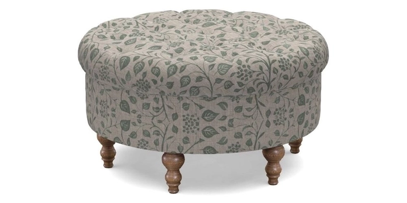 Burford Footstool in V&A Threads of India Opulent Velvets Lahore Dynasty Flame with fringe in Sophie Bullion Fringe Currant