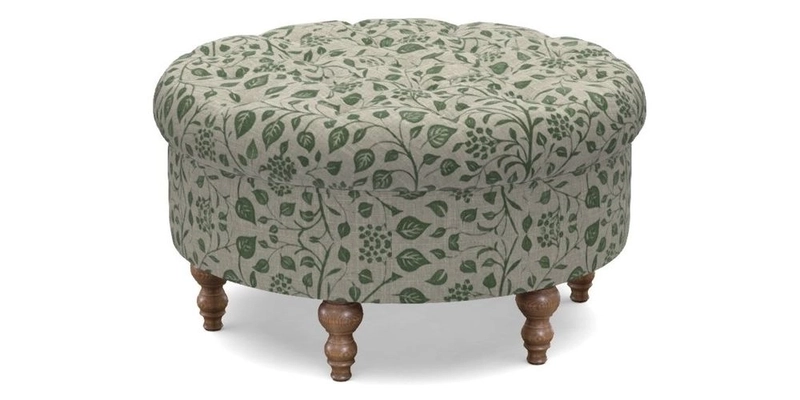 Burford Footstool in V&A Threads of India Opulent Velvets Lahore Dynasty Flame with fringe in Sophie Bullion Fringe Currant