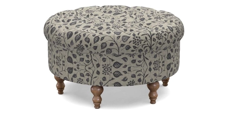 Burford Footstool in V&A Threads of India Opulent Velvets Lahore Dynasty Flame with fringe in Sophie Bullion Fringe Currant