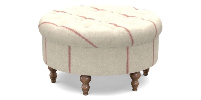 Burford Footstool in V&A Threads of India Opulent Velvets Lahore Dynasty Flame with fringe in Sophie Bullion Fringe Currant