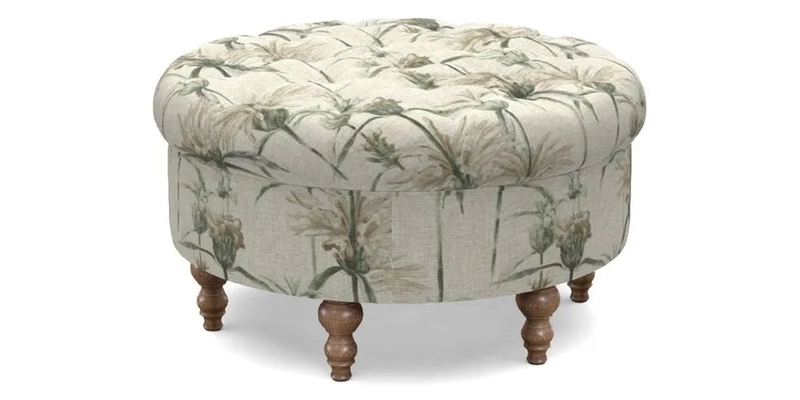 Burford Footstool in V&A Threads of India Opulent Velvets Lahore Dynasty Flame with fringe in Sophie Bullion Fringe Currant