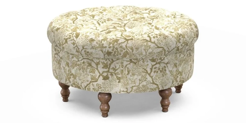 Burford Footstool in V&A Threads of India Opulent Velvets Lahore Dynasty Flame with fringe in Sophie Bullion Fringe Currant Burford Footstool in V&A Threads of India Opulent Velvets Lahore Dynasty Flame with fringe in Sophie Bullion Fringe Currant
