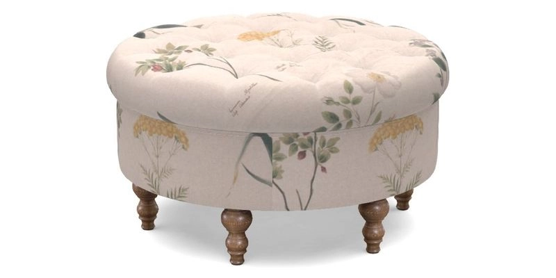 Burford Footstool in V&A Threads of India Opulent Velvets Lahore Dynasty Flame with fringe in Sophie Bullion Fringe Currant