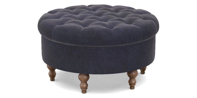 Burford Footstool in V&A Threads of India Opulent Velvets Lahore Dynasty Flame with fringe in Sophie Bullion Fringe Currant