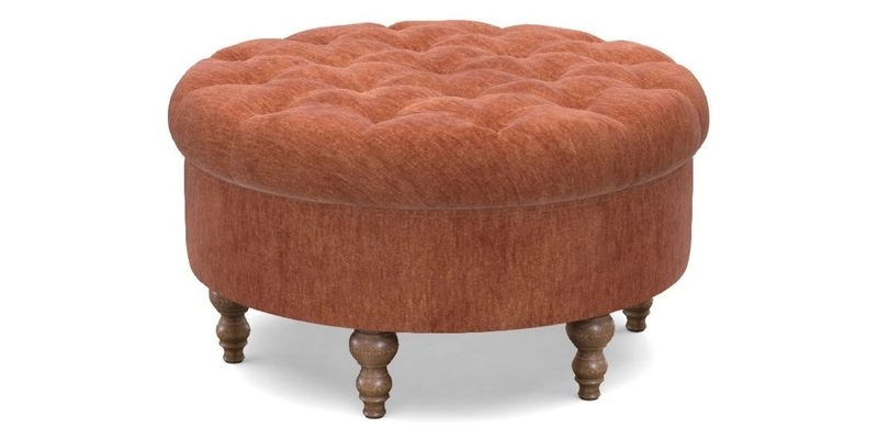 Burford Footstool in V&A Threads of India Opulent Velvets Lahore Dynasty Flame with fringe in Sophie Bullion Fringe Currant