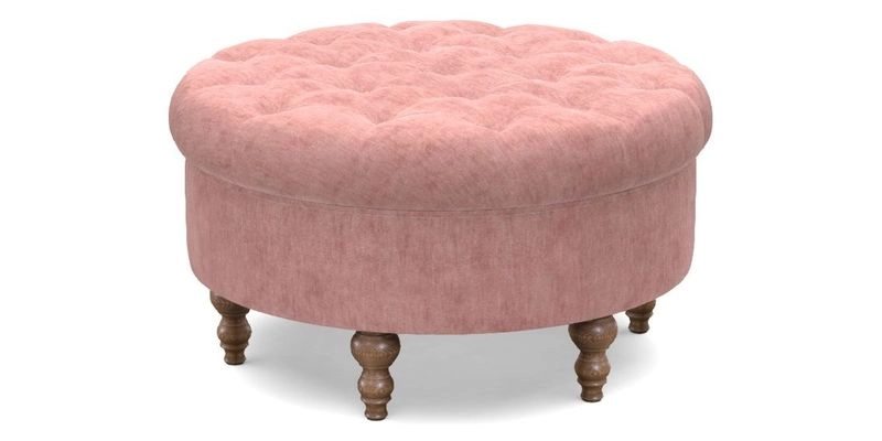 Burford Footstool in V&A Threads of India Opulent Velvets Lahore Dynasty Flame with fringe in Sophie Bullion Fringe Currant