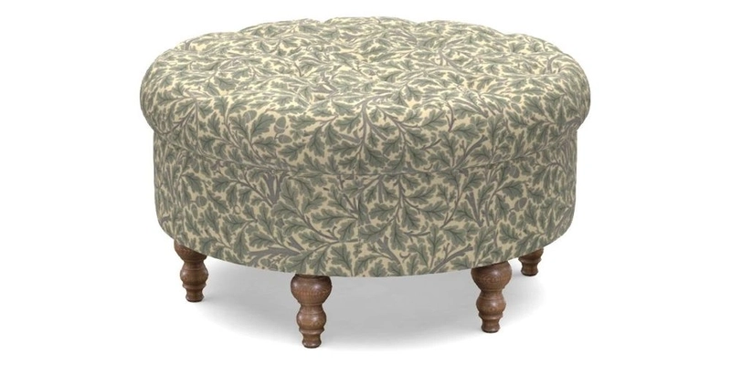 Burford Footstool in V&A Threads of India Opulent Velvets Lahore Dynasty Flame with fringe in Sophie Bullion Fringe Currant