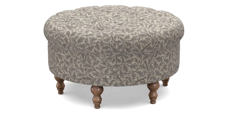 Burford Footstool in V&A Threads of India Opulent Velvets Lahore Dynasty Flame with fringe in Sophie Bullion Fringe Currant