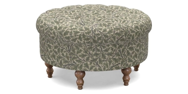 Burford Footstool in V&A Threads of India Opulent Velvets Lahore Dynasty Flame with fringe in Sophie Bullion Fringe Currant