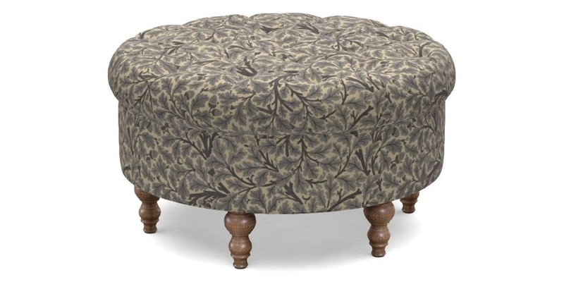 Burford Footstool in V&A Threads of India Opulent Velvets Lahore Dynasty Flame with fringe in Sophie Bullion Fringe Currant