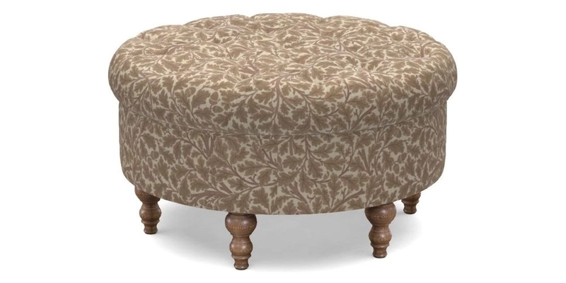 Burford Footstool in V&A Threads of India Opulent Velvets Lahore Dynasty Flame with fringe in Sophie Bullion Fringe Currant