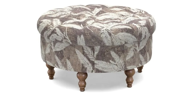 Burford Footstool in V&A Threads of India Opulent Velvets Lahore Dynasty Flame with fringe in Sophie Bullion Fringe Currant