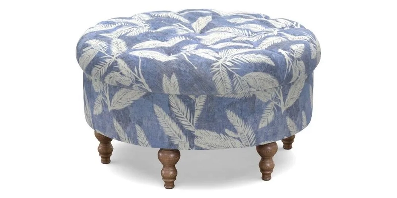 Burford Footstool in V&A Threads of India Opulent Velvets Lahore Dynasty Flame with fringe in Sophie Bullion Fringe Currant