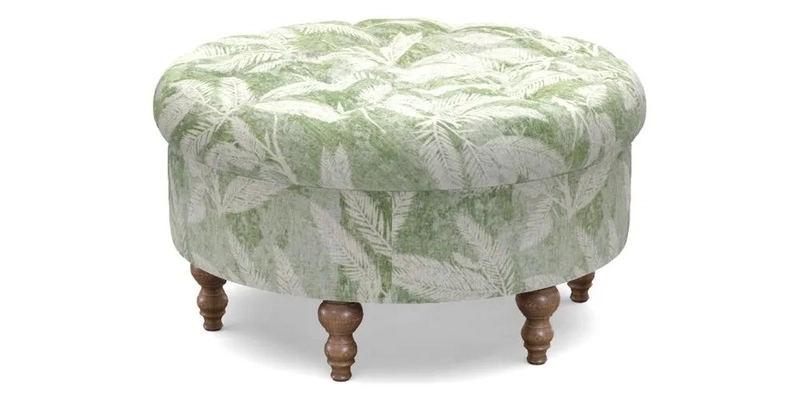 Burford Footstool in V&A Threads of India Opulent Velvets Lahore Dynasty Flame with fringe in Sophie Bullion Fringe Currant