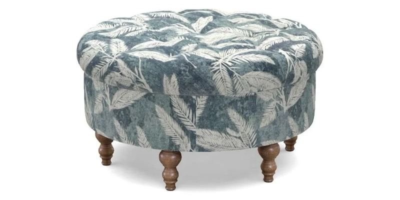 Burford Footstool in V&A Threads of India Opulent Velvets Lahore Dynasty Flame with fringe in Sophie Bullion Fringe Currant