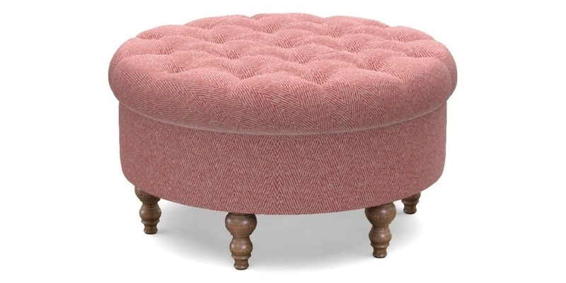 Burford Footstool in V&A Threads of India Opulent Velvets Lahore Dynasty Flame with fringe in Sophie Bullion Fringe Currant