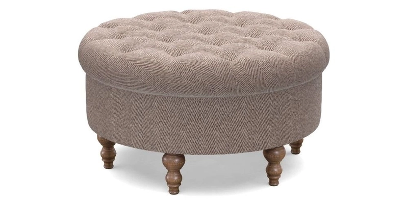 Burford Footstool in V&A Threads of India Opulent Velvets Lahore Dynasty Flame with fringe in Sophie Bullion Fringe Currant