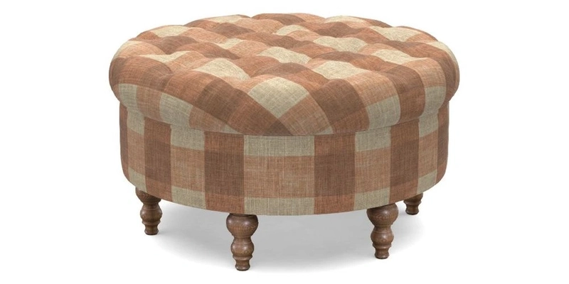 Burford Footstool in V&A Threads of India Opulent Velvets Lahore Dynasty Flame with fringe in Sophie Bullion Fringe Currant