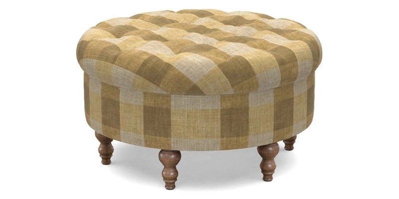 Burford Footstool in V&A Threads of India Opulent Velvets Lahore Dynasty Flame with fringe in Sophie Bullion Fringe Currant