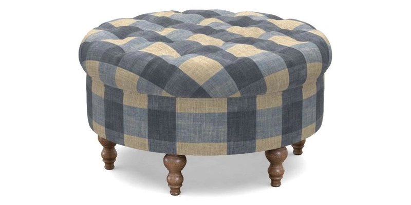 Burford Footstool in V&A Threads of India Opulent Velvets Lahore Dynasty Flame with fringe in Sophie Bullion Fringe Currant