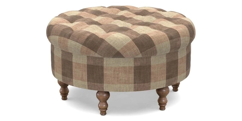 Burford Footstool in V&A Threads of India Opulent Velvets Lahore Dynasty Flame with fringe in Sophie Bullion Fringe Currant