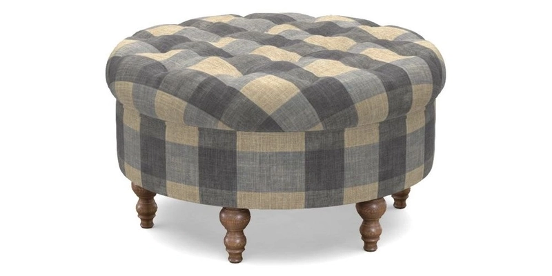 Burford Footstool in V&A Threads of India Opulent Velvets Lahore Dynasty Flame with fringe in Sophie Bullion Fringe Currant