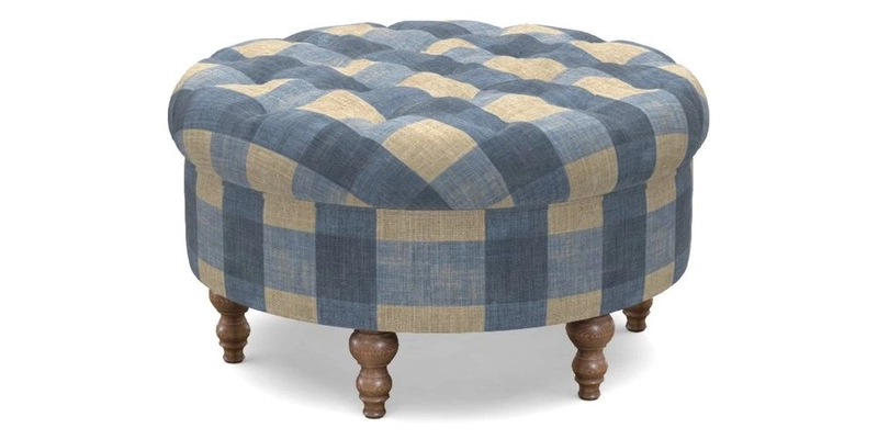 Burford Footstool in V&A Threads of India Opulent Velvets Lahore Dynasty Flame with fringe in Sophie Bullion Fringe Currant