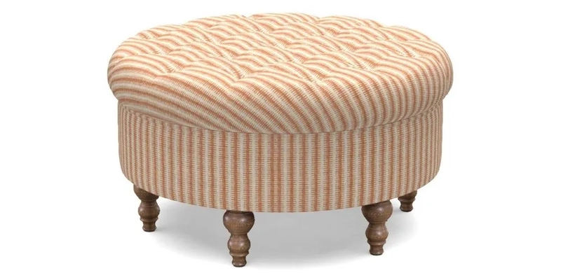 Burford Footstool in V&A Threads of India Opulent Velvets Lahore Dynasty Flame with fringe in Sophie Bullion Fringe Currant