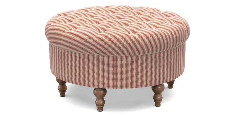 Burford Footstool in V&A Threads of India Opulent Velvets Lahore Dynasty Flame with fringe in Sophie Bullion Fringe Currant