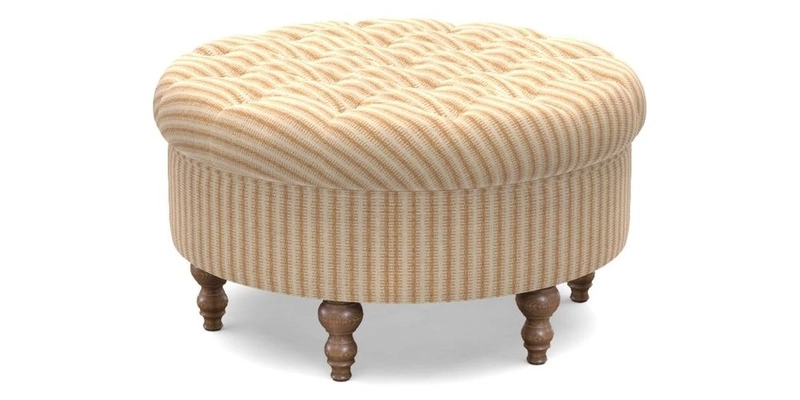 Burford Footstool in V&A Threads of India Opulent Velvets Lahore Dynasty Flame with fringe in Sophie Bullion Fringe Currant