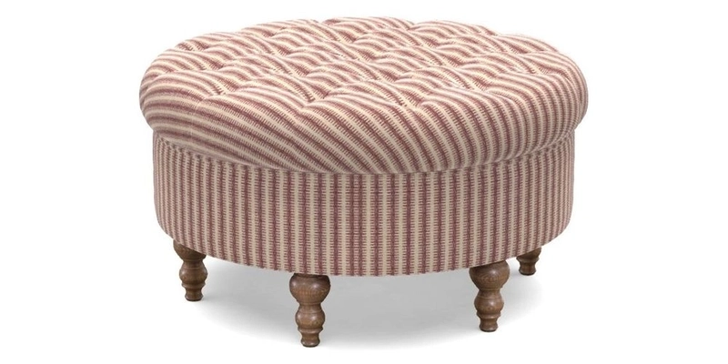 Burford Footstool in V&A Threads of India Opulent Velvets Lahore Dynasty Flame with fringe in Sophie Bullion Fringe Currant