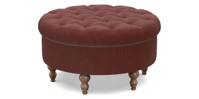 Burford Footstool in V&A Threads of India Opulent Velvets Lahore Dynasty Flame with fringe in Sophie Bullion Fringe Currant