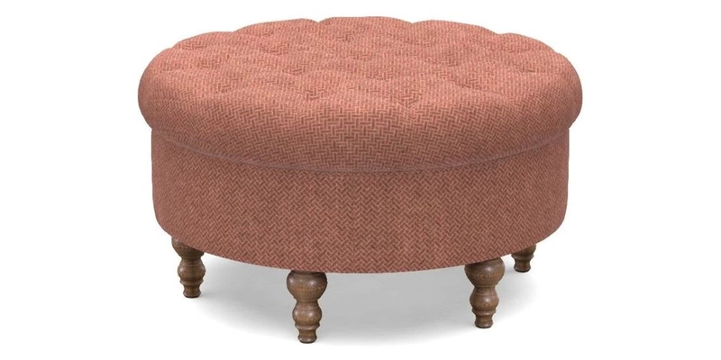 Burford Footstool in V&A Threads of India Opulent Velvets Lahore Dynasty Flame with fringe in Sophie Bullion Fringe Currant